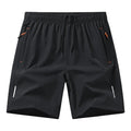 Men's black loose-fit polyester sports shorts for basketball and summer training.
