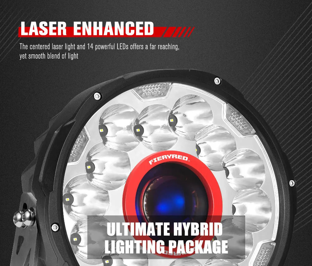 Pair of 7-inch round LED waterproof off-road vehicle auxiliary lights with bright white illumination