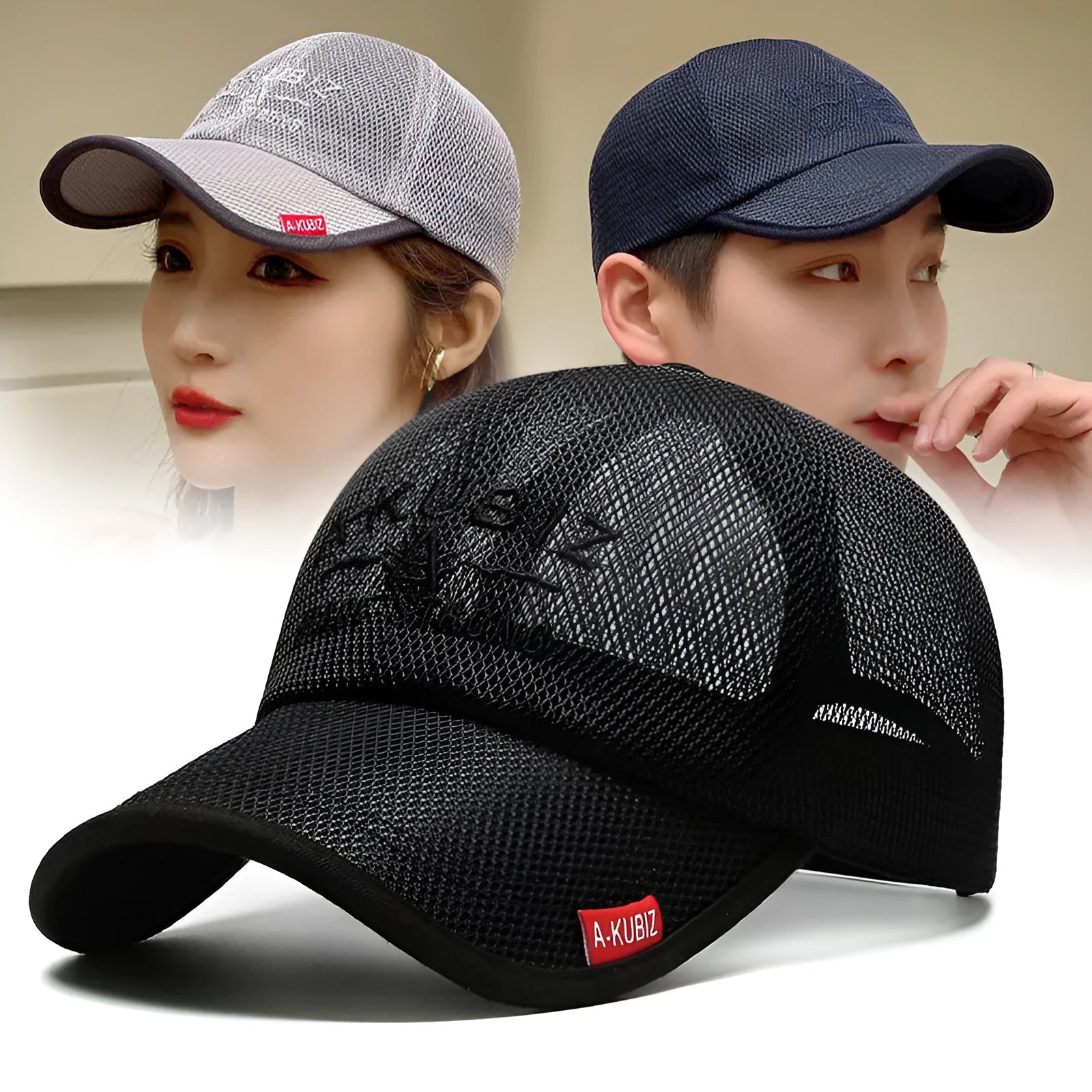 Men's adjustable mesh baseball cap in army green colour showing dome crown style