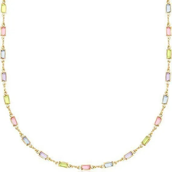 Ladies geometric crystal necklace with adjustable 41-50cm alloy chain and electroplated colour finish
