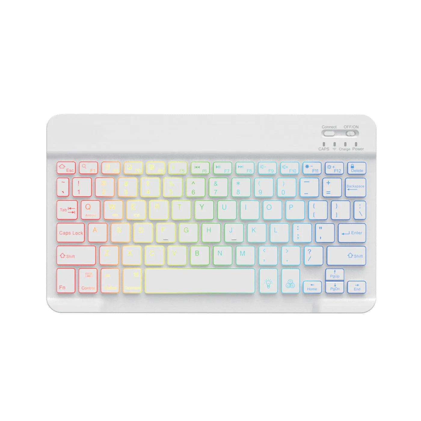 10-inch backlit Bluetooth keyboard with colourful light options for mobile phone and tablet connection