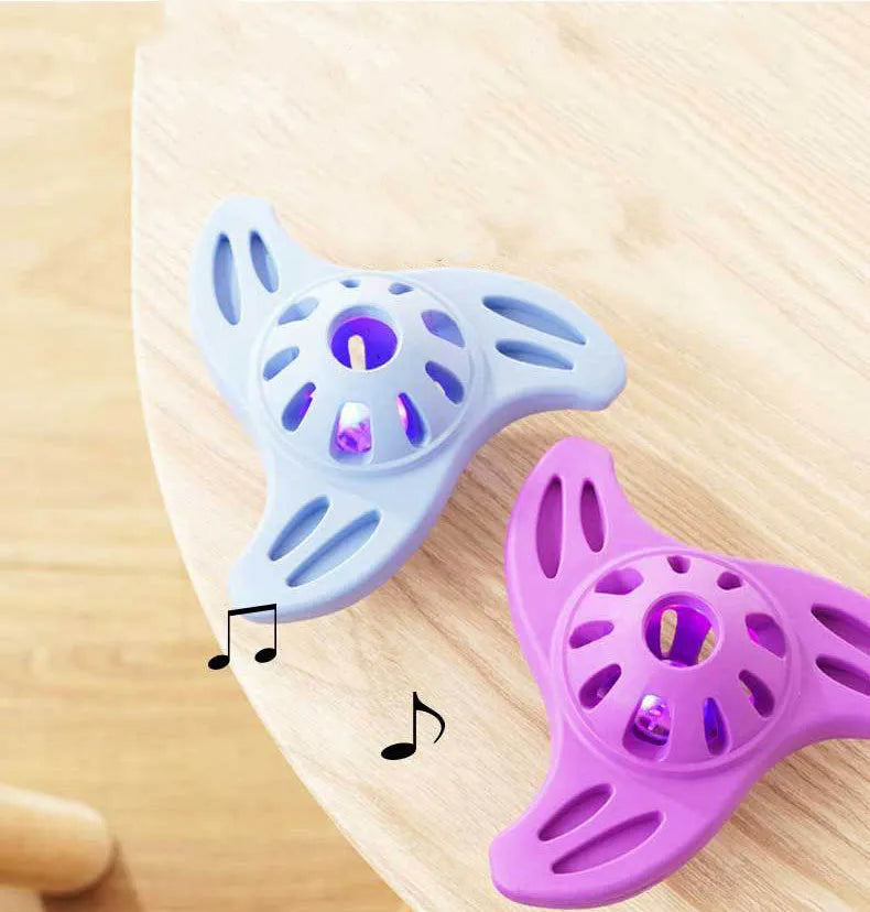 Blue bite-resistant boomerang dog toy with molar texture for large breed chewing.