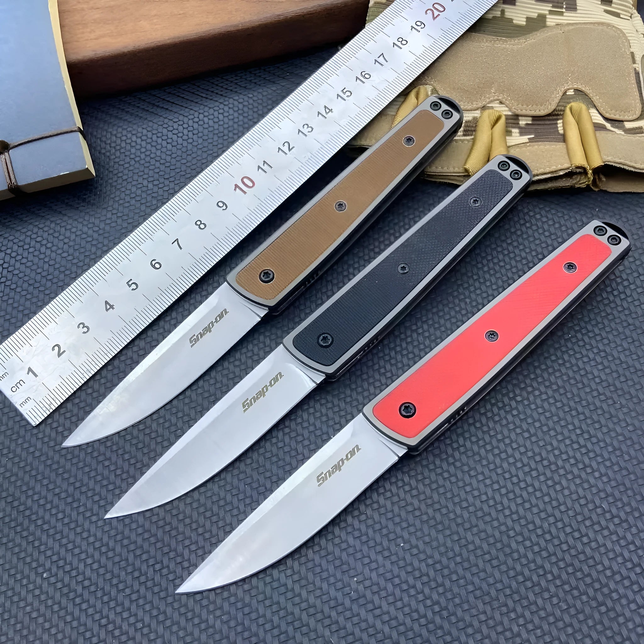 Folding fruit knife with stainless steel blade in black, red or coffee colour options