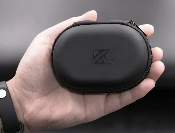 Black leather oval-shaped earphone storage bag for EDX PRO and compatible models.