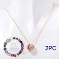 Natural stone beaded necklace and matching bracelet set displayed together.