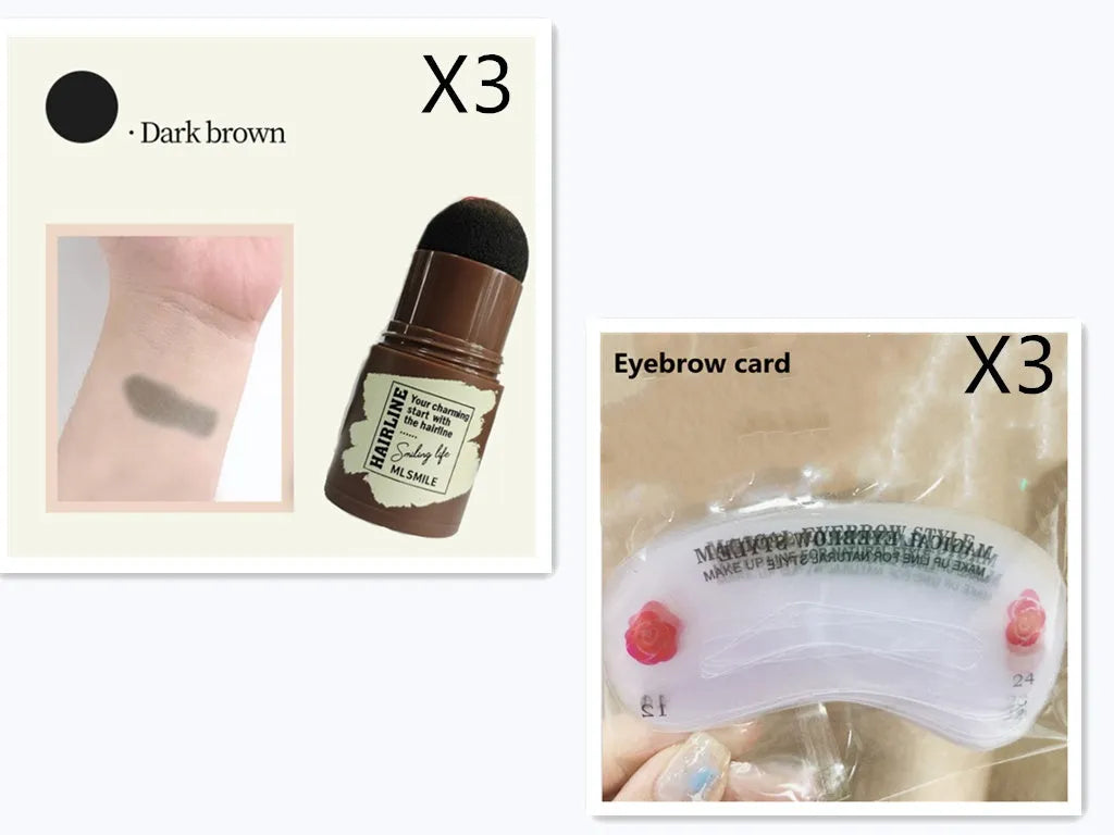 Brow stamp shaping kit with retouching shadow stick and 24 eyebrow cards for natural eyebrow shape