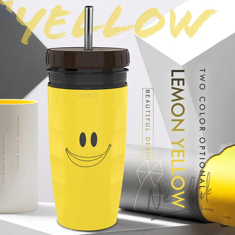 Twist-top double wall insulation travel cup with silicone membrane seal in cartoon design