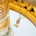 Zircon tulip necklace for women with copper-plated gold flower pendant on titanium steel chain.