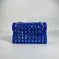 Silver rhinestone chain clutch bag with diamond decorations and phone pocket in horizontal square shape