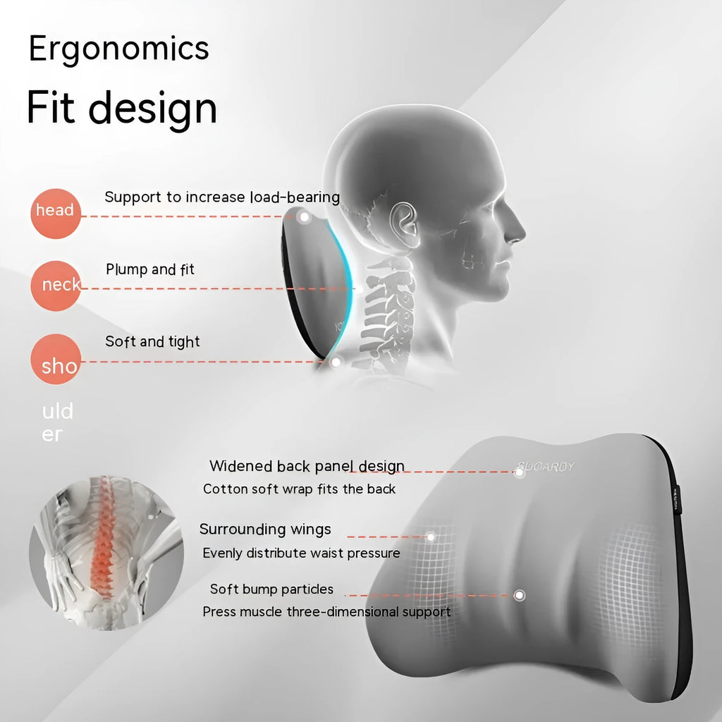Memory foam car cushion for lumbar and neck support in various colours