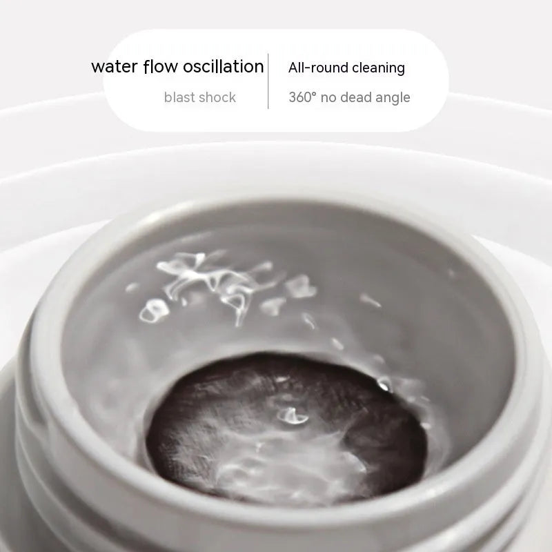 Pearl white automatic ultrasonic cleaning machine for glasses, dimensions 85mm by 65mm by 30mm.