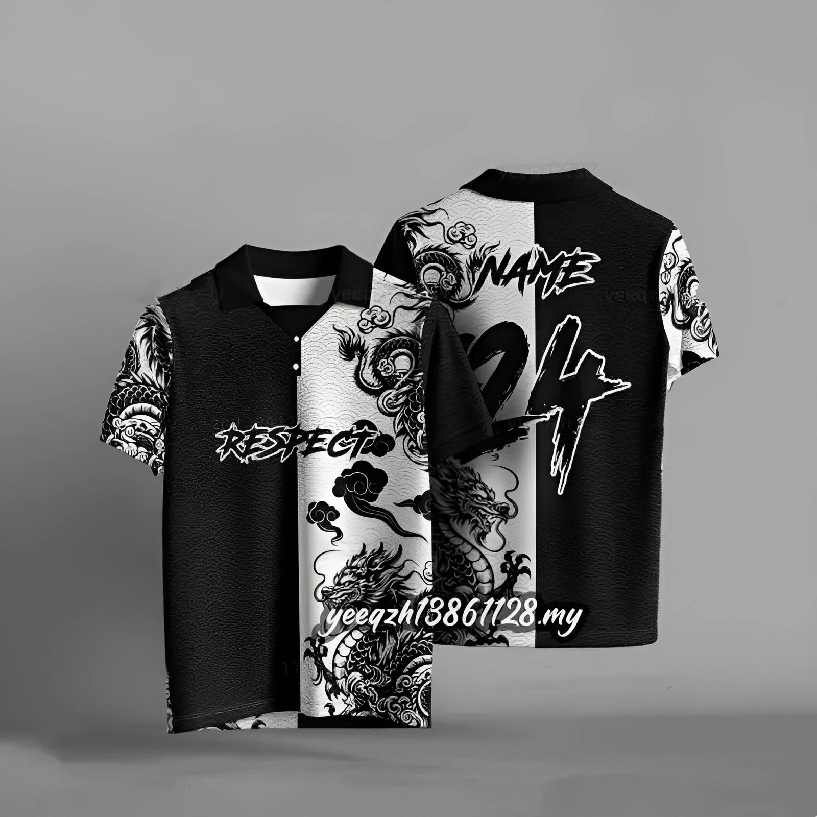 Black loose-fit short sleeve T-shirt with a 3D digital printed graphic design