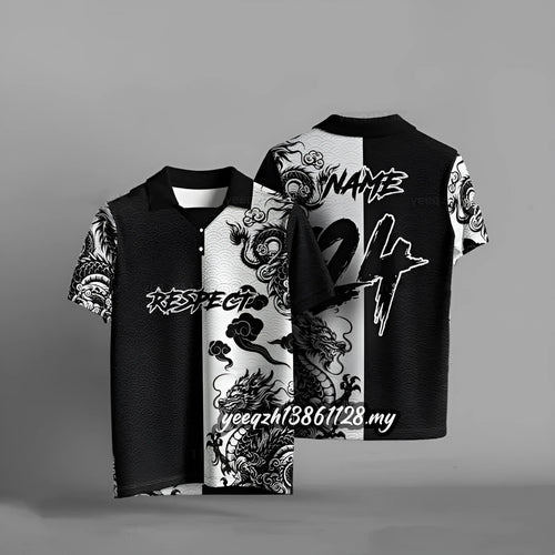 Black loose-fit short sleeve T-shirt with a 3D digital printed graphic design