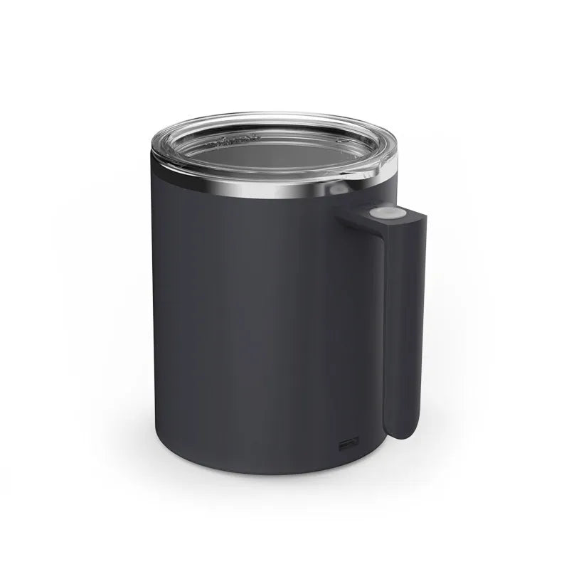 White automatic magnetic stirring coffee cup with 360ml capacity and stainless steel interior.