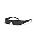 Female narrow frame future style sunglasses in bright black and gray colour option
