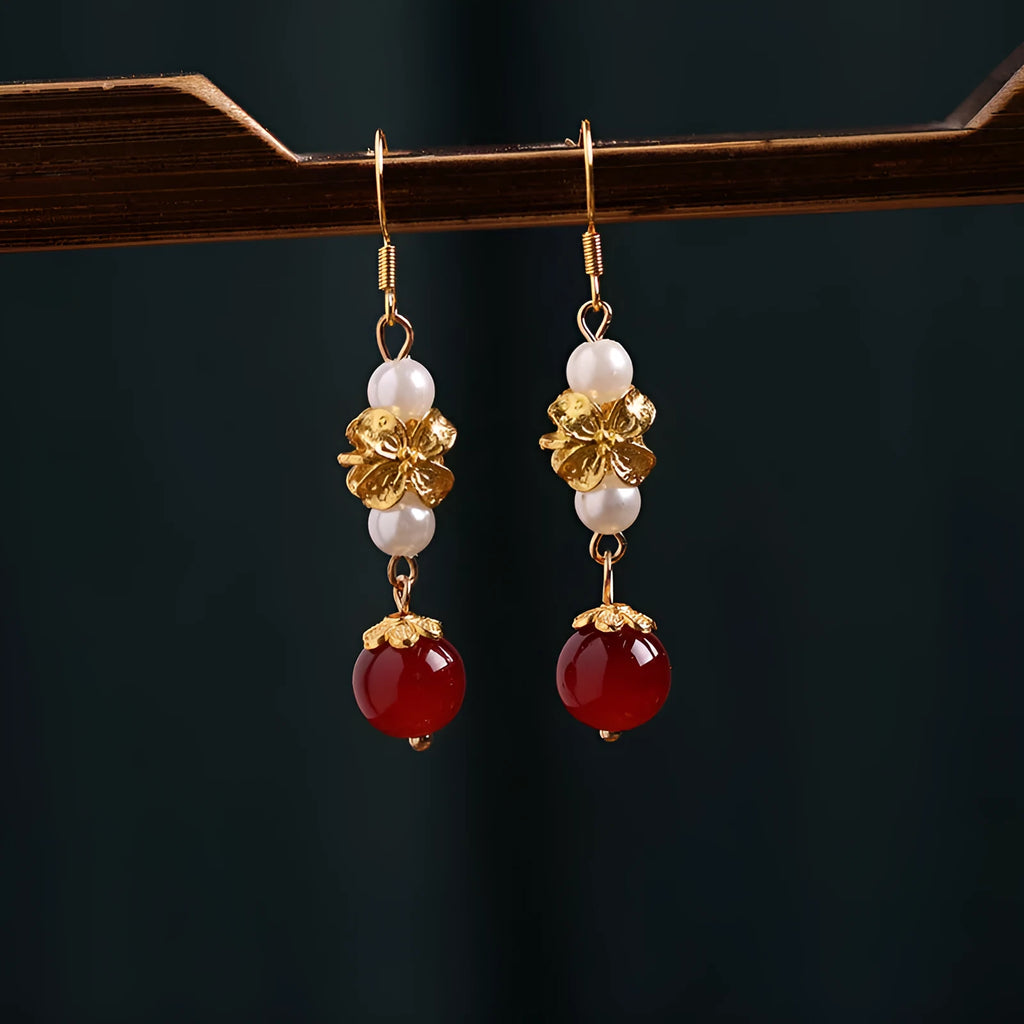 Vintage court style geometric alloy earrings in retro design with electroplated finish