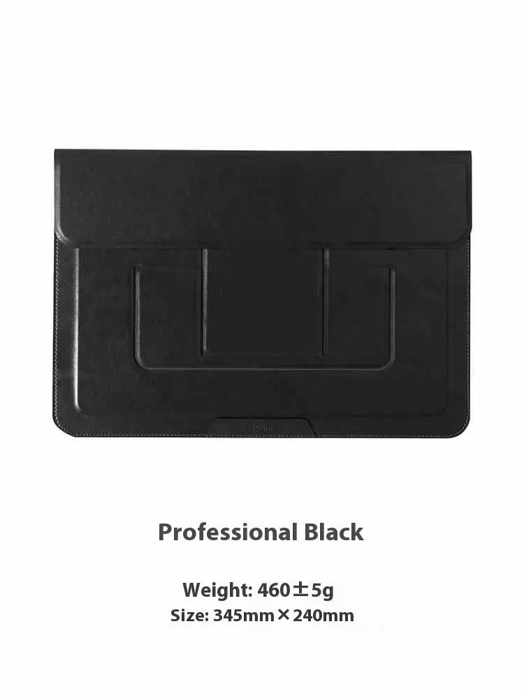 Integrated dual-angle laptop bracket bag and stand for 13.3-inch notebooks in black or brown