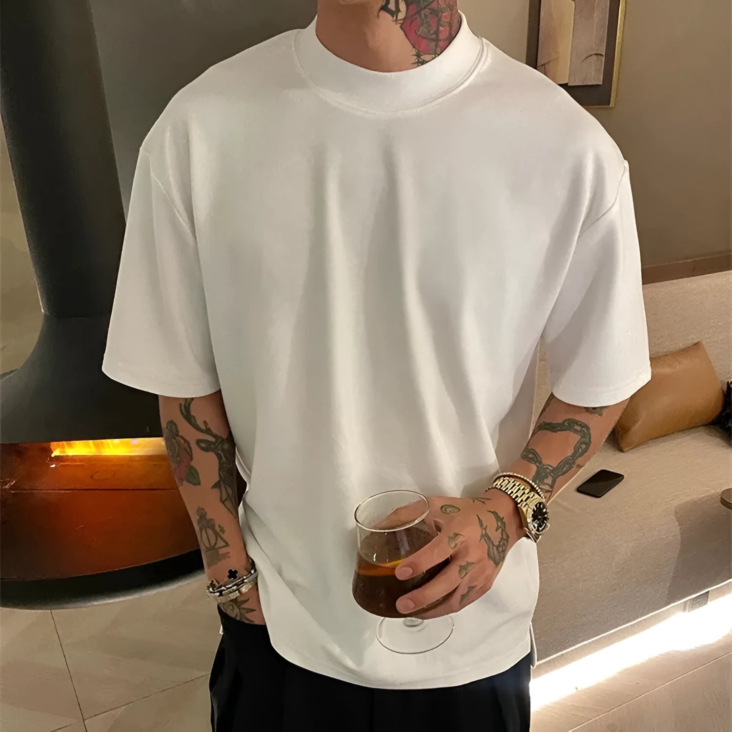 Men's loose fit pure cotton T-shirt in multiple colour options with regular short sleeves