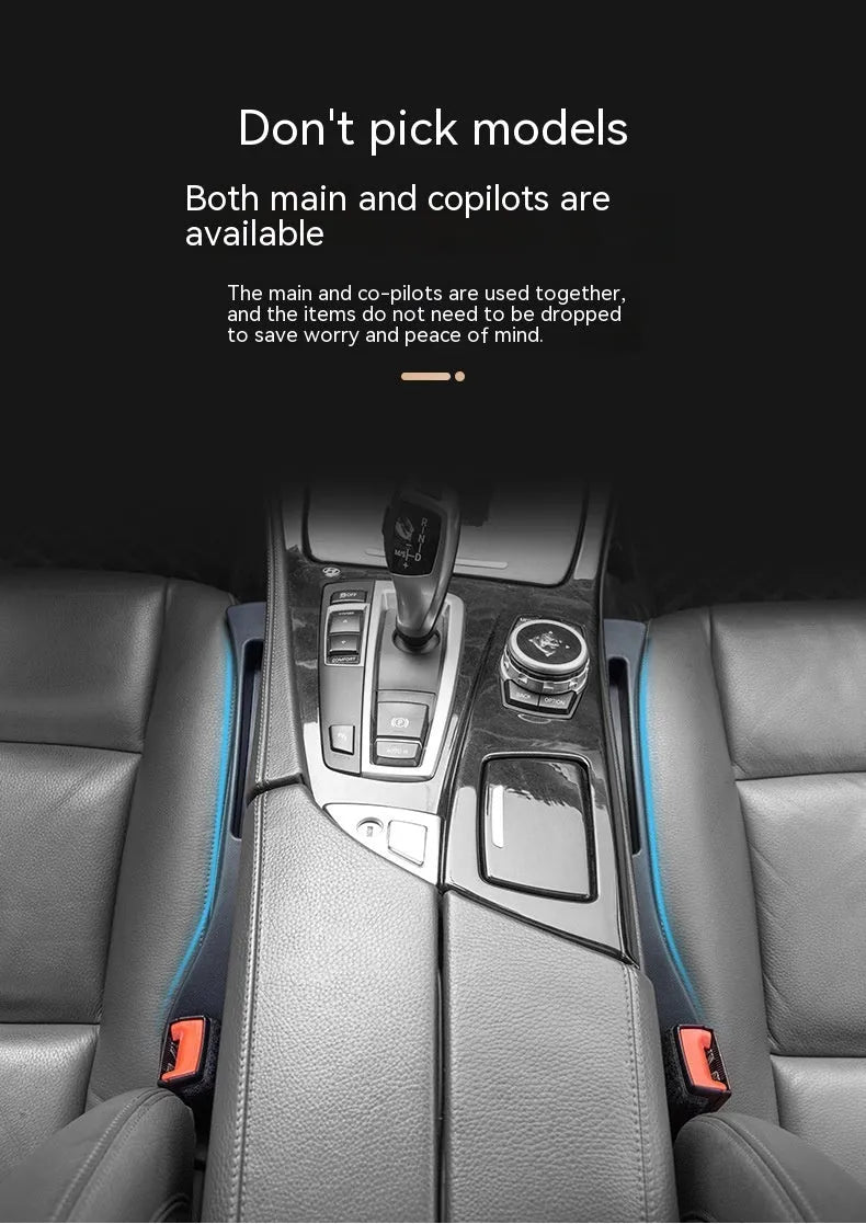 Black waterproof plastic car seat gap storage pocket with handle.
