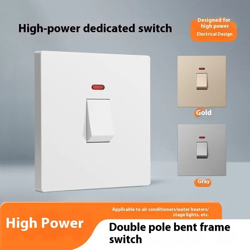 Illuminated electrical switch for water heaters and air conditioners with double-break high current design