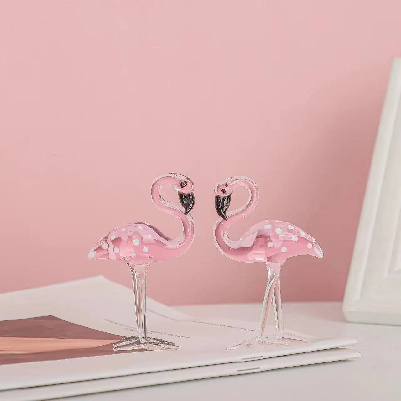 Pink crystal flamingo decorative ornament modern minimalist style 20-25cm