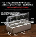 Stainless steel commercial fruit basket with multiple grid compartments for fruit display