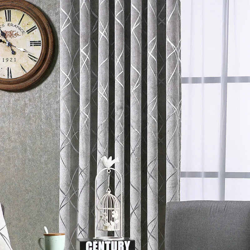 Modern minimalist chenille blackout curtain panel in beige, coffee, or grey colours