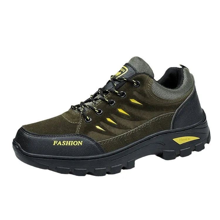 Men's suede hiking sneakers with rubber sole and mid-top design in multiple colour options