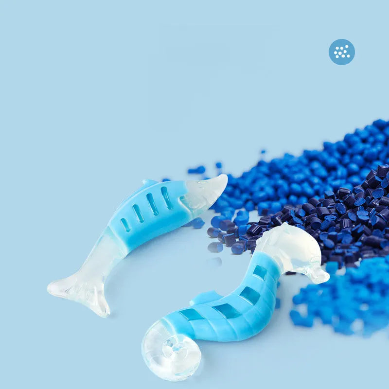 PU nylon dog chew toys in seahorse and tuna shapes with flexible gum design