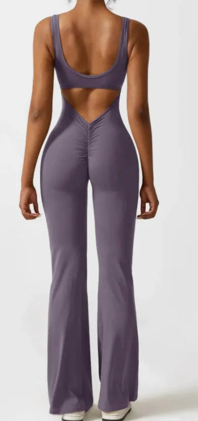 Women's tight yoga bodysuit with hollow seamless design in milk silk fabric with built-in chest pad