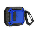 AirPods plastic clamshell protective case in a two-colour design with an attached metal carrying hook