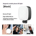 Black and white mobile phone magnetic fill light with three-colour temperature lighting and compact 61mm design