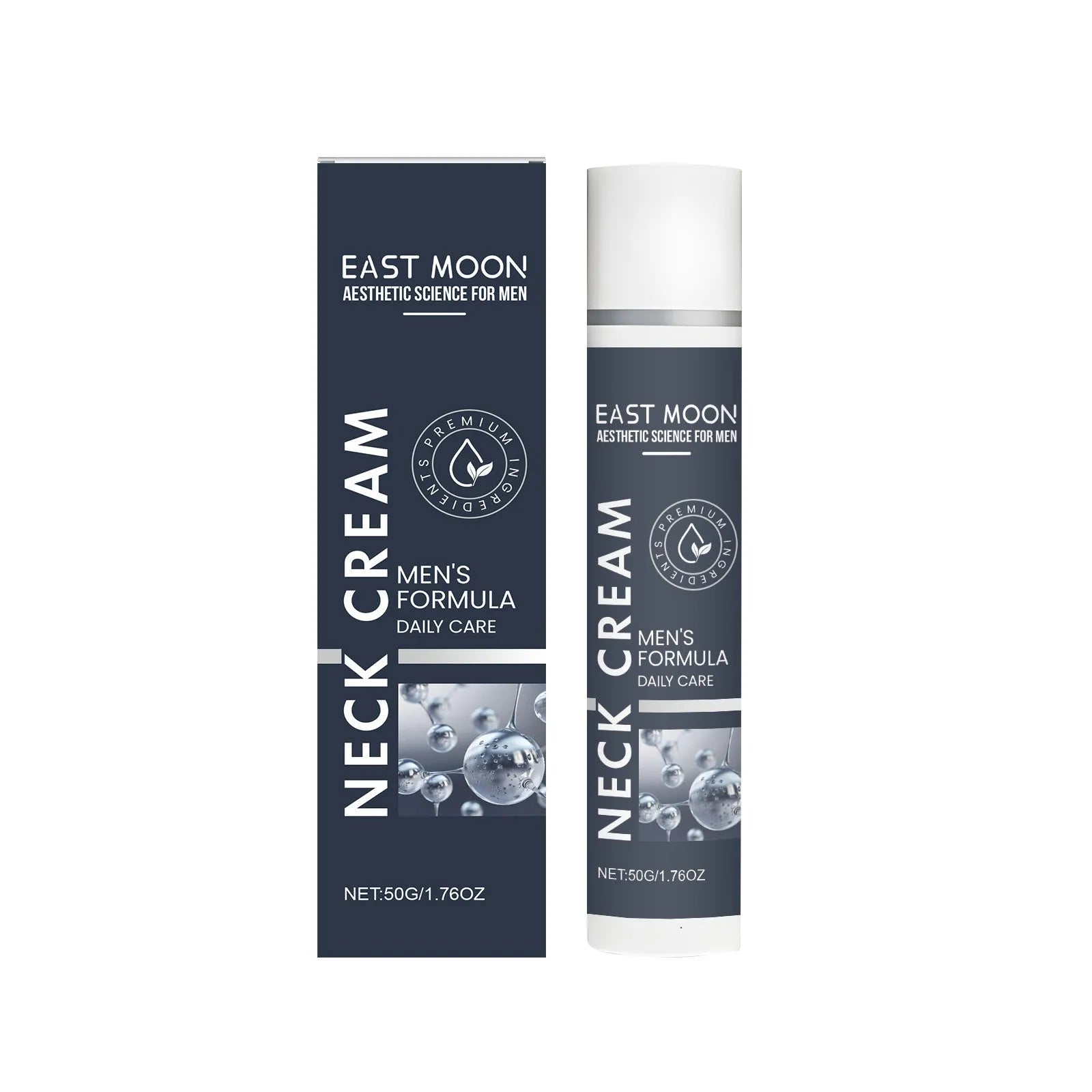 50g jar of men's neck care cream with collagen and hyaluronic acid formulation