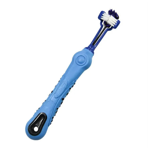 Pet dental finger toothbrush double-headed plastic teeth cleaning tool in multiple colours including purple and blue