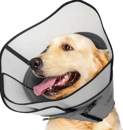 Adjustable fabric pet recovery collar in single and double-layer styles.