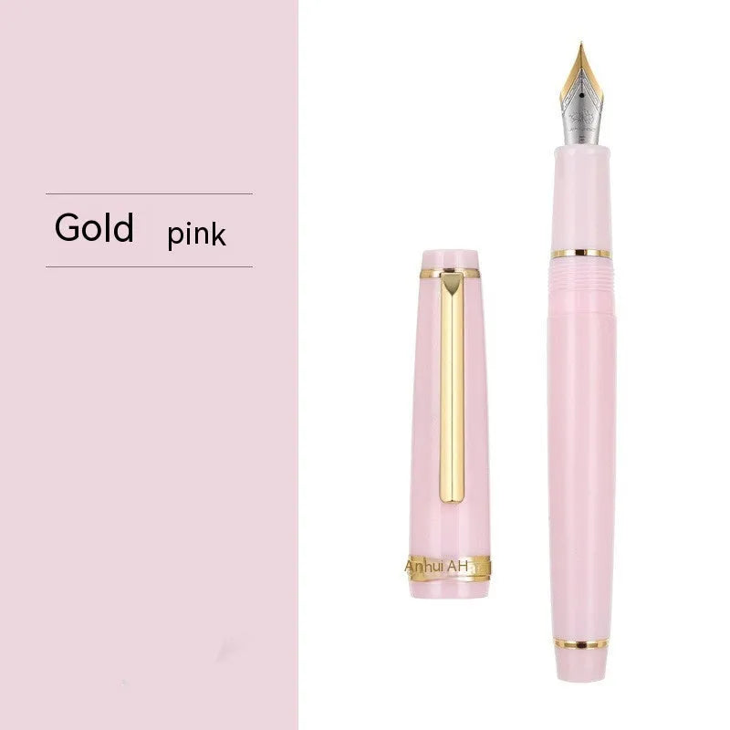 Resin business pen with stainless steel nib shown in a selection of colour and clip finish options.