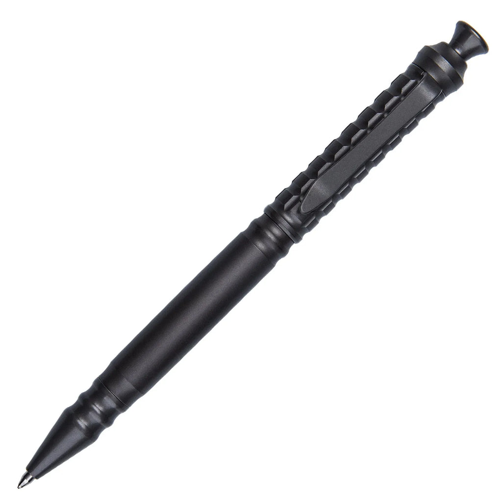 Gunmetal grey titanium alloy push-action business pen with gift box.