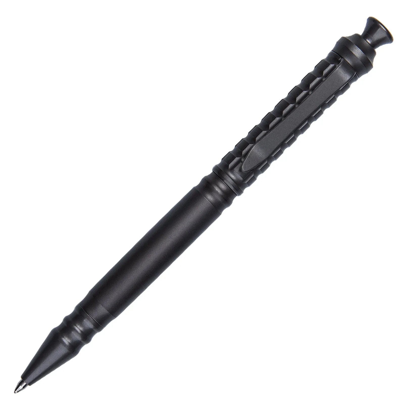 Gunmetal grey titanium alloy push-action business pen with gift box.