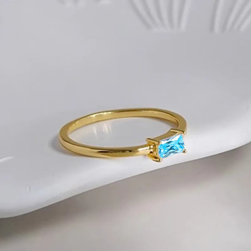 Sapphire blue zircon bracelet ring with geometric oval and heart design on copper base