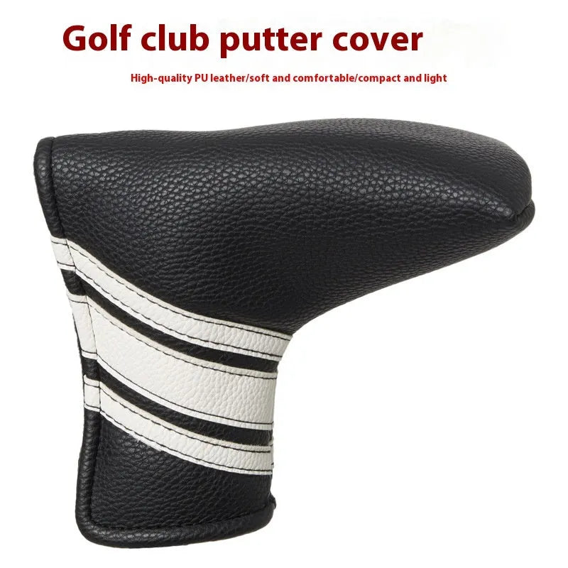Black PU leather sleeve case for protecting a golf push rod shaft.