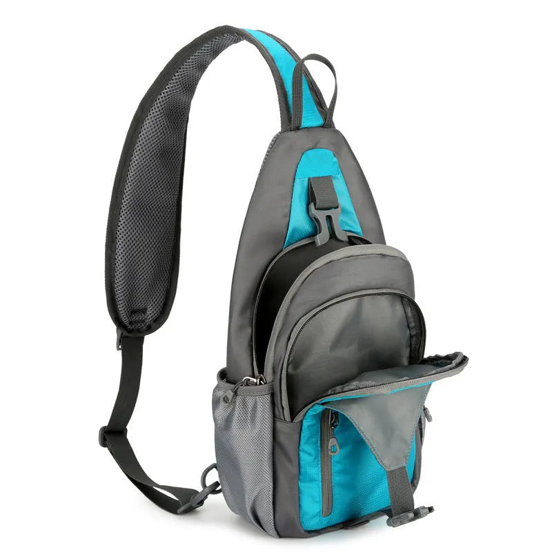 Nylon canvas crossbody chest bag in street style with contrast colour elements