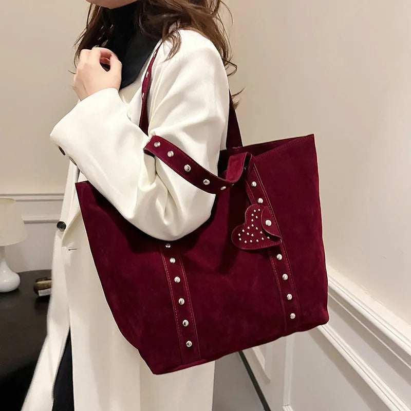 PU women's tote bag with double shoulder straps in horizontal square design