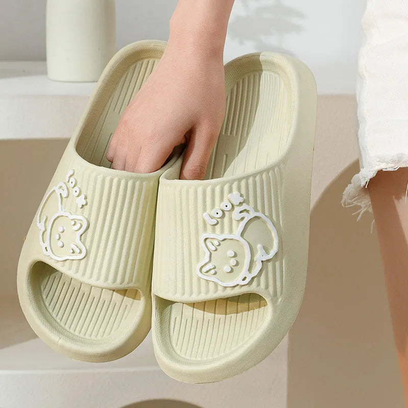 Cat design EVA platform slippers in multiple colours with non-slip sole for indoor outdoor wear