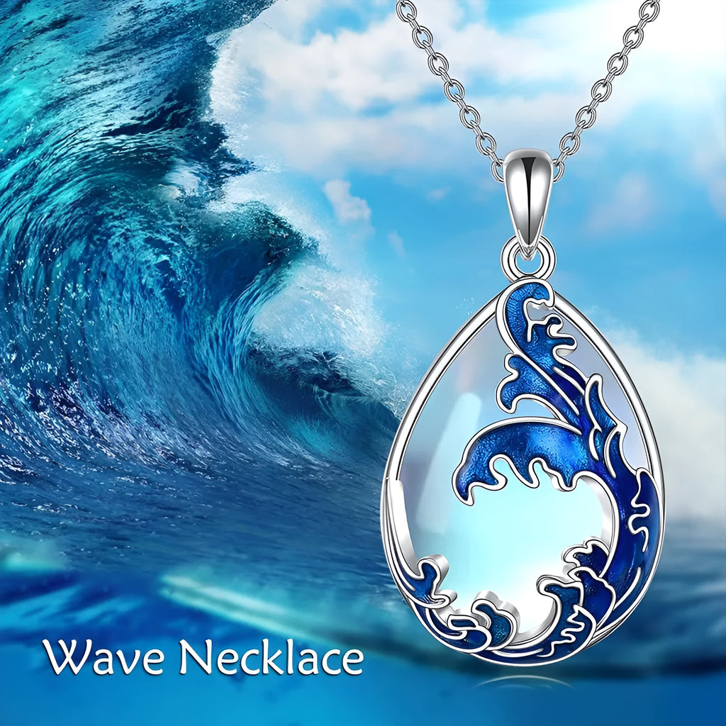 Blue moonstone pendant in a silver heart charm on an adjustable alloy necklace chain.