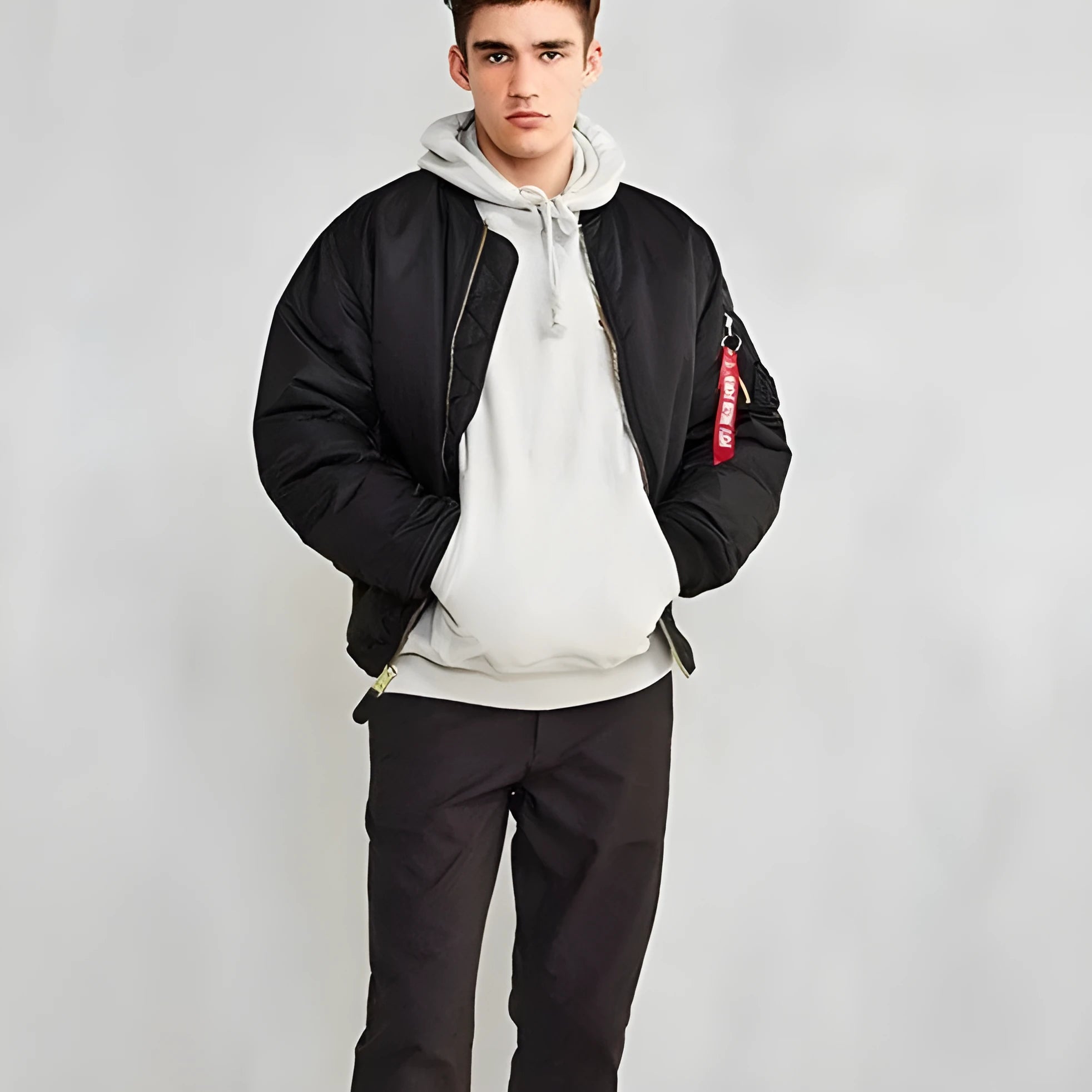 Men's cotton-padded pilot jacket in American workwear style with quilted nylon construction
