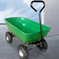 Green four-wheel plastic dumptruck with steel PP construction and dumping bed