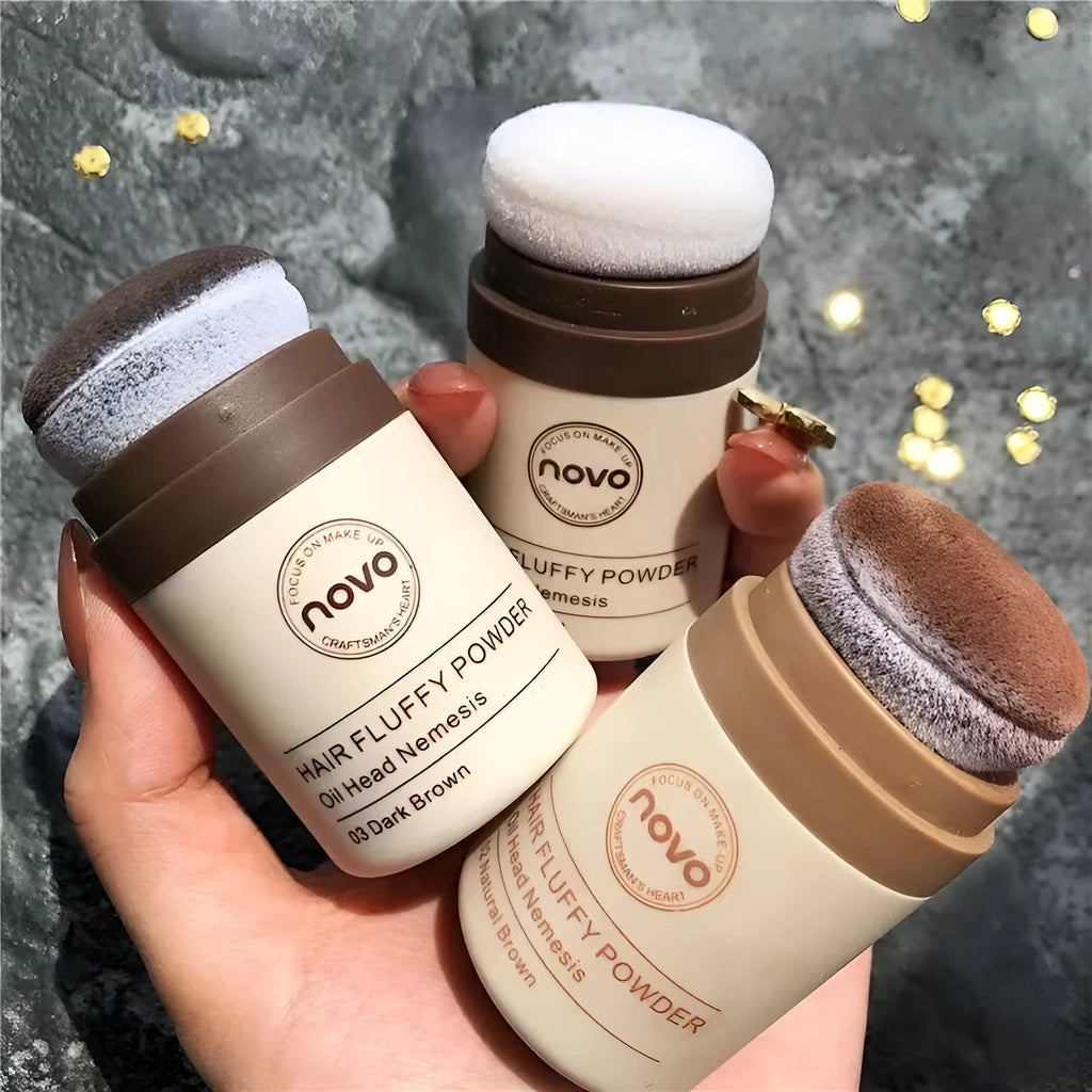 Veejaga mattifying hairline oil control powder compact in transparent, brown and dark brown shades