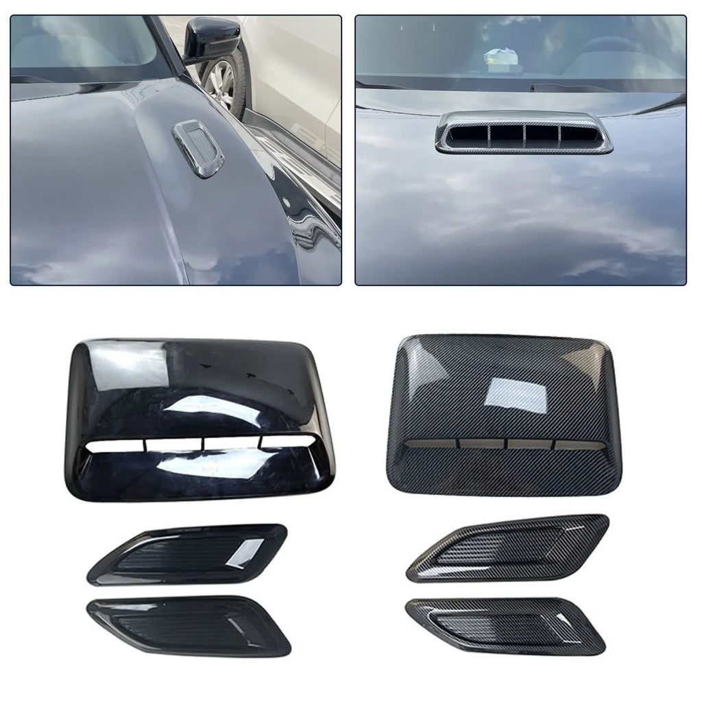 ABS car airscoop shroud cover set in black and carbon fibre with machine cover and side vents