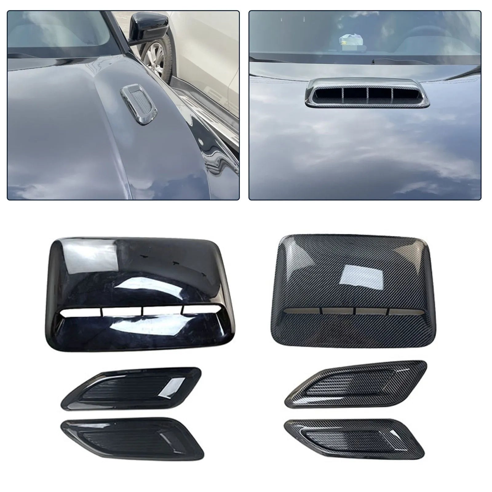 ABS car airscoop shroud cover set in black and carbon fibre with machine cover and side vents