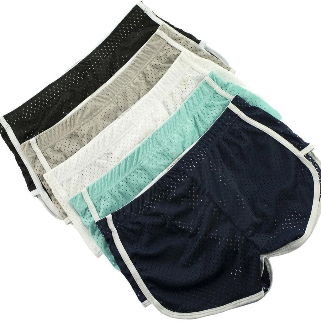 Men's knitted cotton boxer shorts in black, shown flat.